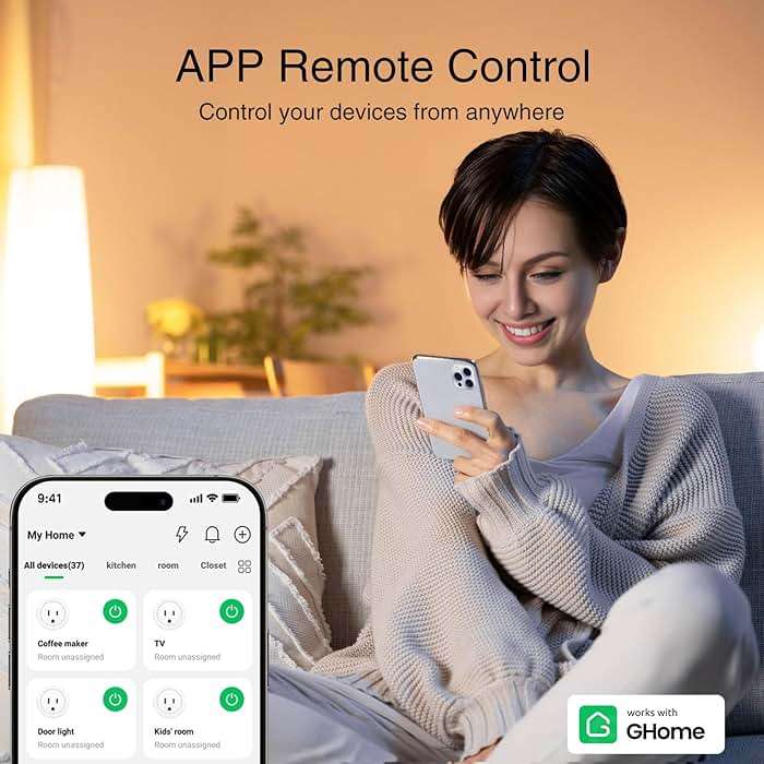 GHome Smart Plug, WiFi Smart Plugs Work with Alexa and Google Home, Smart Outlet Timer with APP Remote Control, 2.4GHz Wi-Fi Only, No Hub Required, ETL FCC Listed - Image 2
