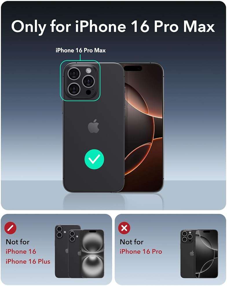 ESR for iPhone 16 Pro Max Phone Case with Stand, 23ft Military-Grade Drop Protection with Camera Control, Shock-Absorbing Rugged Cover, Compatible with MagSafe Accessories, Cyber Series, Black - Image 2
