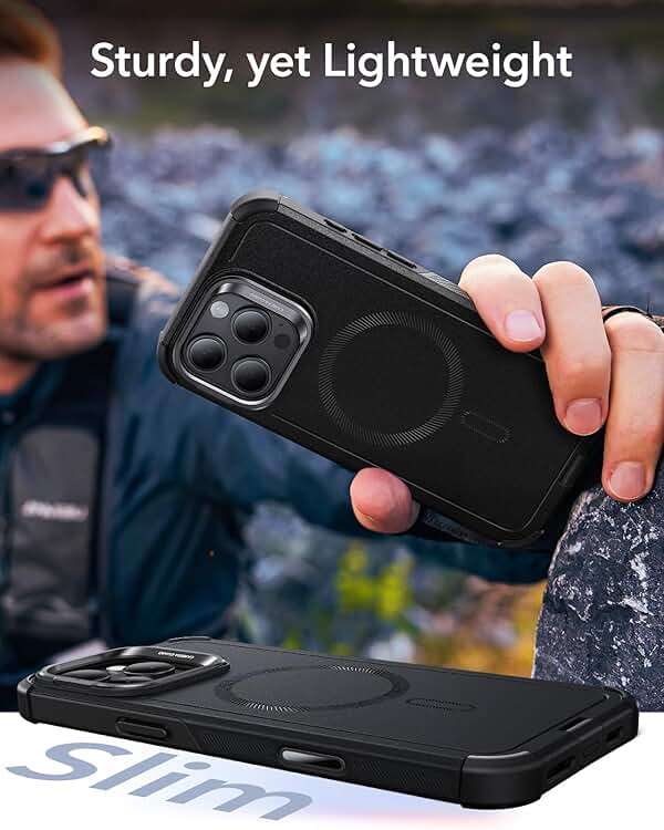 ESR for iPhone 16 Pro Max Phone Case with Stand, 23ft Military-Grade Drop Protection with Camera Control, Shock-Absorbing Rugged Cover, Compatible with MagSafe Accessories, Cyber Series, Black - Image 9