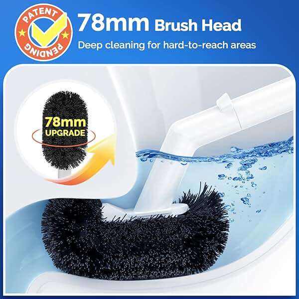 HAMITOR Toilet Plunger Bowl Brush Combo：Heavy Duty Rubber for Drain Clog Remover - Curved Design Bristles for Deep Cleaning Under Rim - Compact Bathroom Cleaning Tools for New Homet Essentials - White - Image 3