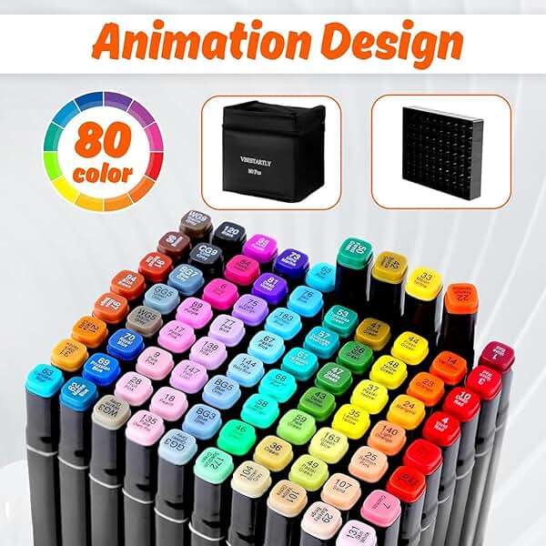 VBESTARTLY 80 Colors Alcohol Markers with Base, Permanent Dual Tip Art Markers for Adults Anime Coloring Sketch Illustrations Pefect for Gift- Refillable - Image 3