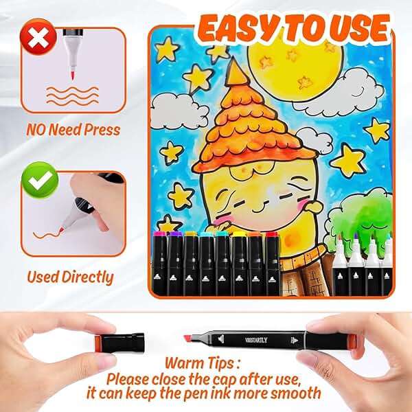 VBESTARTLY 80 Colors Alcohol Markers with Base, Permanent Dual Tip Art Markers for Adults Anime Coloring Sketch Illustrations Pefect for Gift- Refillable - Image 7
