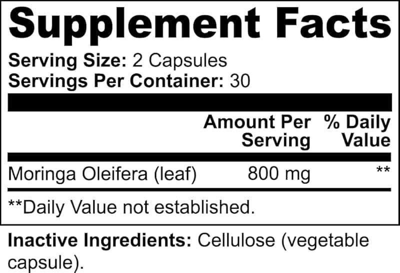 Moringa Powder Capsules - 800mg of Pure Nutrient-Rich Moringa Powder - A Natural Green Antioxidant Superfood - Rich in Essential Vitamins & Amino Acids for Overall Wellness - Image 2