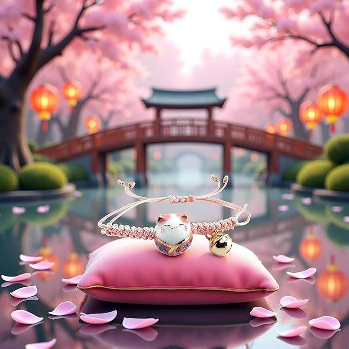 PurYupearl Pink Lucky Cat Maneki Neko Bacelet Adjustable Ceramic Bead Girls Clothing, Shoes and Jewelry - Image 6