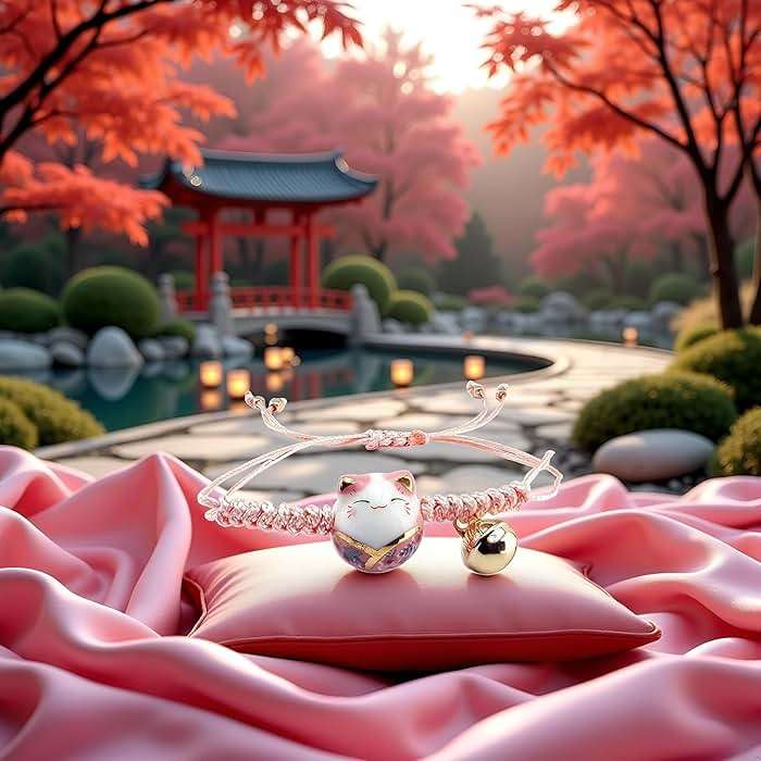 PurYupearl Pink Lucky Cat Maneki Neko Bacelet Adjustable Ceramic Bead Girls Clothing, Shoes and Jewelry - Image 7