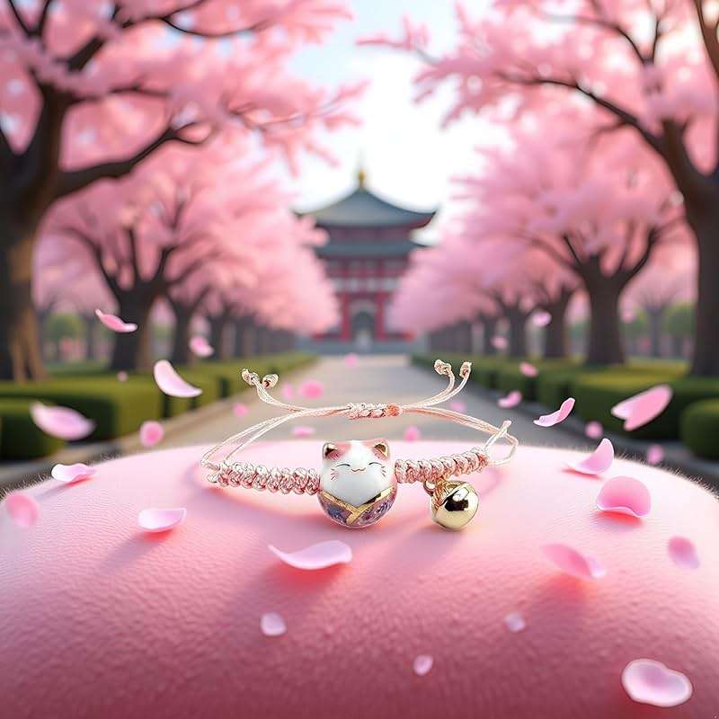 PurYupearl Pink Lucky Cat Maneki Neko Bacelet Adjustable Ceramic Bead Girls Clothing, Shoes and Jewelry - Image 9