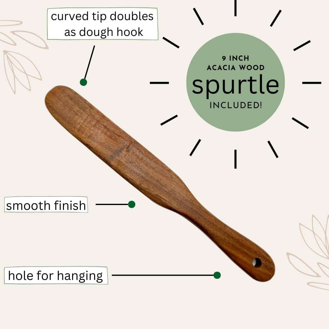 Sourdough Starter Kit - Sourdough Kit Includes Wooden Spurtle, Wide Mouth Jar w/ Bamboo Lid & More - Non-Slip Silicone Base Sourdough Bread Baking Supplies - Bread Making Kit for Beginners & Pros - Image 6