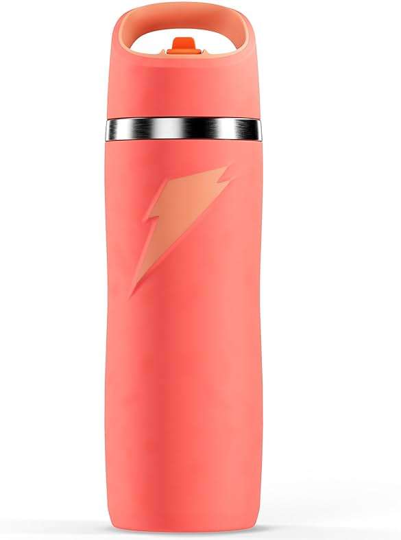 Gatorade 'Overtime' 22oz Stainless Steel Water Bottle, Straw Cap, Coral - Image 1