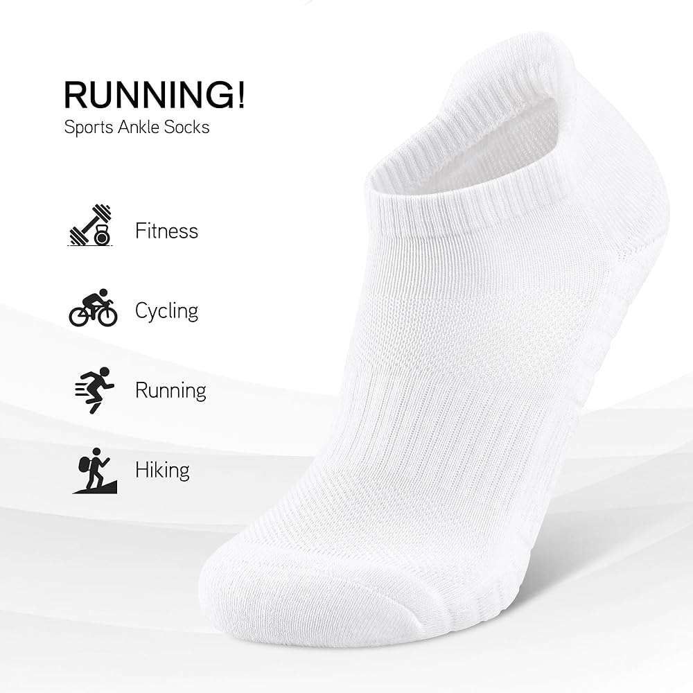 Uporee Low Cut Athletic Ankle Socks - Cushioned, Soft & Breathable, Anti-Blister Tab, 6 Pairs Men & Women - Image 3