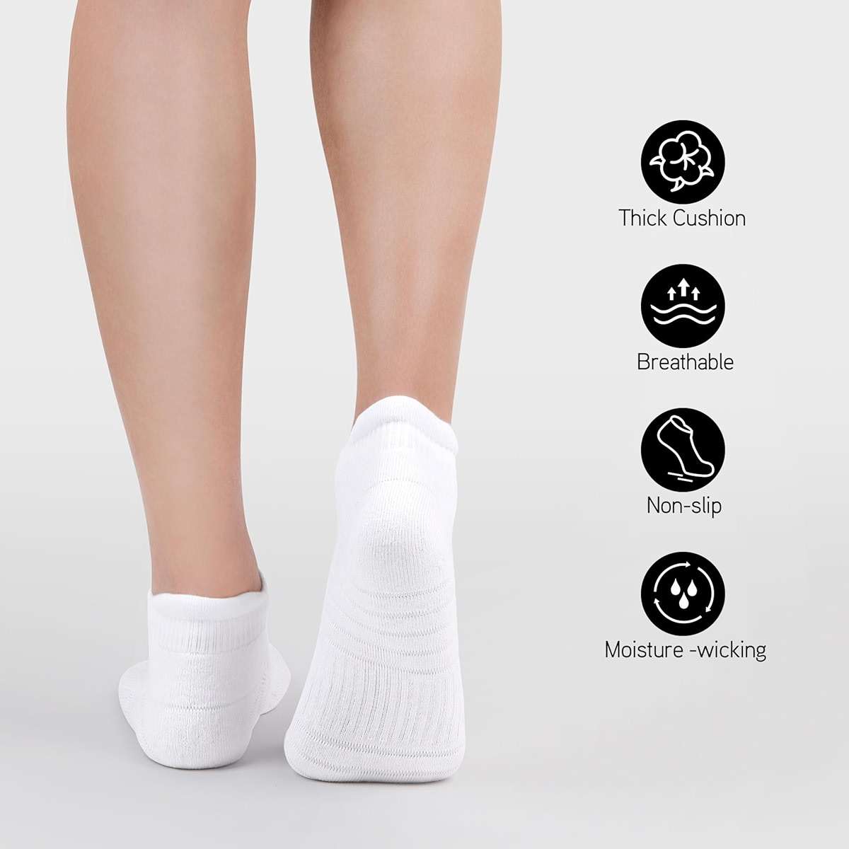 Uporee Low Cut Athletic Ankle Socks - Cushioned, Soft & Breathable, Anti-Blister Tab, 6 Pairs Men & Women - Image 6