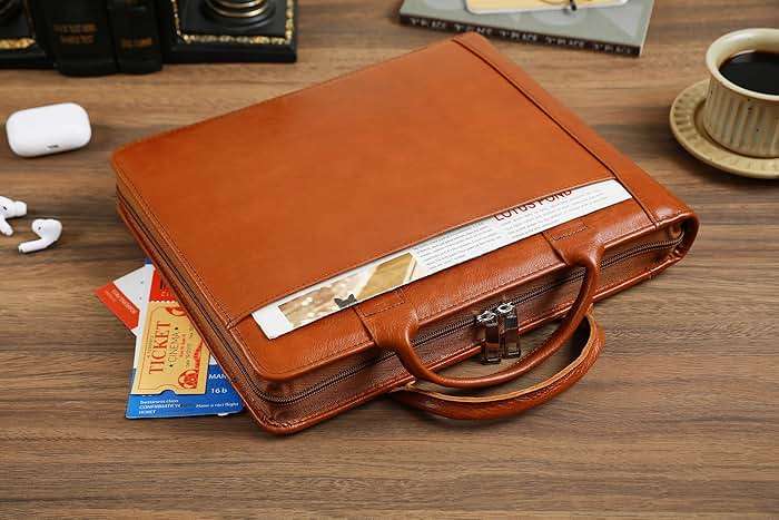 3 Ring Check Binder for 3 on a Page 9" x11 1/4" Check Holder, Zippered Business Checkbook Holder, 3 Ring Check Book Binder for Business Checks, Fit 3 & 9 Holes Check - Oil Brown - Image 4
