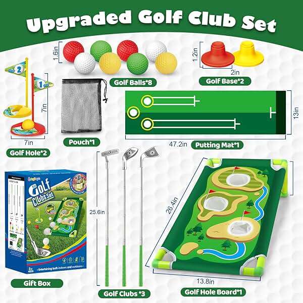 Letapapa Toddler Golf Set, Golf Clubs Length Adjustable with Mat & Golf Cornhole, Upgraded Kids Golf Clubs with 8 Balls, Indoor & Outdoor Sports Toys Birthday Gifts for 3 4 5 6 Years Old Boys Girls - Image 3
