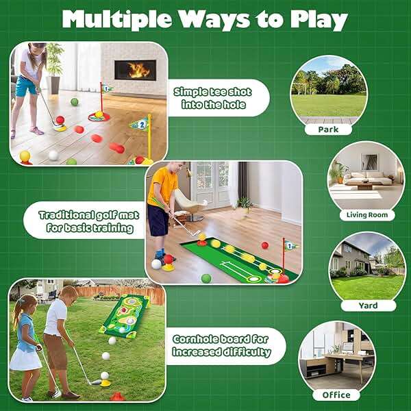 Letapapa Toddler Golf Set, Golf Clubs Length Adjustable with Mat & Golf Cornhole, Upgraded Kids Golf Clubs with 8 Balls, Indoor & Outdoor Sports Toys Birthday Gifts for 3 4 5 6 Years Old Boys Girls - Image 6