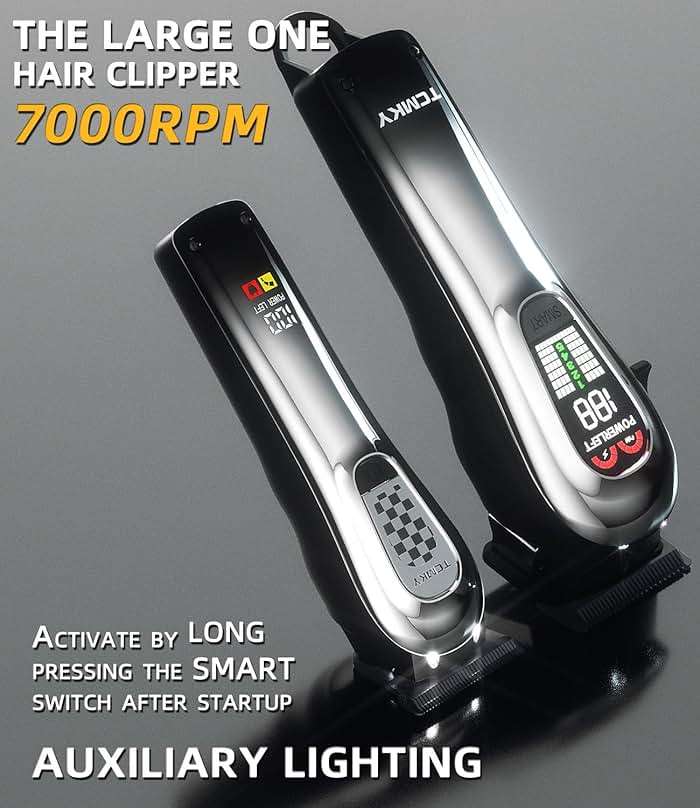 TCMKY Hair Clippers for Men, Professional Clippers and Trimmers Set, Cordless Clippers for Hair Cutting, Beard Trimmer, Barber Clippers, Rechargeable Electric Shaver - Image 4