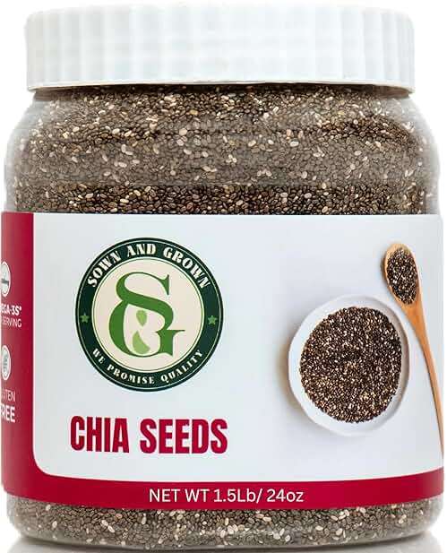 Sown-and-Grown Raw Chia Seeds- 1.5 lb | Chia Seed with Omega-3, Non-GMO, Gluten-Free, Keto Diet Friendly, Vegan, Good Source of Fiber - Image 1