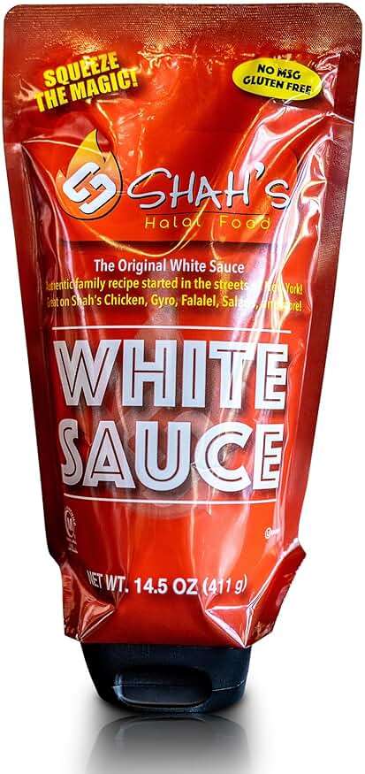 SHAH'S HALAL FOOD White Sauce | Mediterranean and Middle Eastern Flavor | No MSG | Gluten-Free | Halal Certified | Authentic Family Recipe | Pack of 1 | 14.5oz (411 g) - Image 1