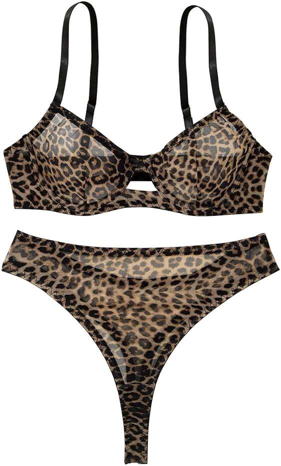 Lilosy Sexy Mesh Sheer Underwire Push Up Lingerie Set Lingerie Set - Image 4