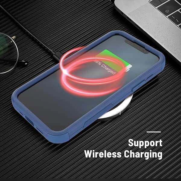 X-belmox for iPhone XR Case [Dropproof] [Shockproof] 3-Layers Heavy Duty Drop Protection Case Cover for iPhone XR 6.1 Inch with Tempered Glass Screen Protector, Blue Rugged XR Phone Case - Sea Blue - Image 3