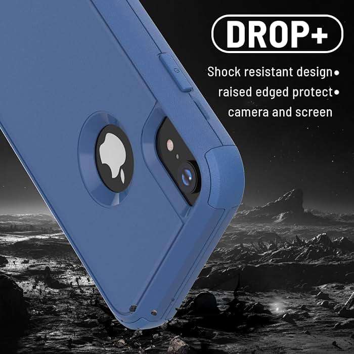 X-belmox for iPhone XR Case [Dropproof] [Shockproof] 3-Layers Heavy Duty Drop Protection Case Cover for iPhone XR 6.1 Inch with Tempered Glass Screen Protector, Blue Rugged XR Phone Case - Sea Blue - Image 5