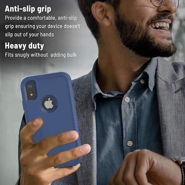 X-belmox for iPhone XR Case [Dropproof] [Shockproof] 3-Layers Heavy Duty Drop Protection Case Cover for iPhone XR 6.1 Inch with Tempered Glass Screen Protector, Blue Rugged XR Phone Case - Sea Blue - Image 7