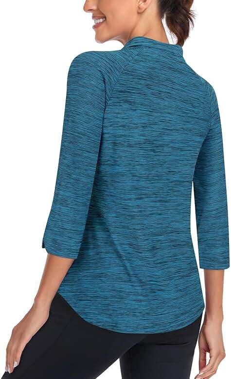 Cucuchy Style Womens Golf Shirt 3/4 Sleeve Quarter Zip Workout Tennis Tops Quick Dry UPF 50+ Shirts - Image 2