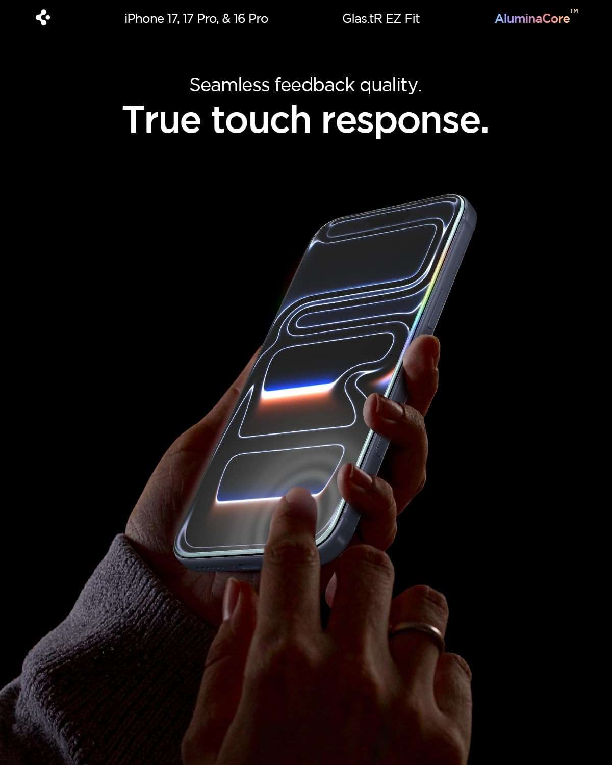 Spigen AluminaCore Tempered Glass Screen Protector [Glas.tR EZ Fit] designed for iPhone 17 Pro | iPhone 17 | iPhone 16 Pro [2 Pack] 9H+ Hardness, Aluminum-Enhanced Durability | 9H Hardness Tempered Glass, Easy Installation Kit, Case-Friendly, Crystal Clear, Touch Responsive, Oleophobic Coating - Image 8