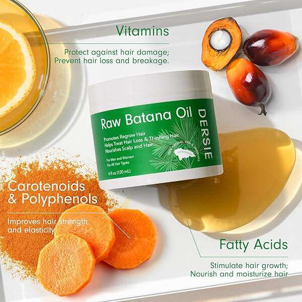 Raw Batana Oil for Hair Growth: Unrefined Solid Batana Oil Sourced from Honduras - 100% Pure & Organic Approved by Dr Sebi - Promotes Thicker & Stronger Hair for Women & Men (4 FL OZ) - Image 8