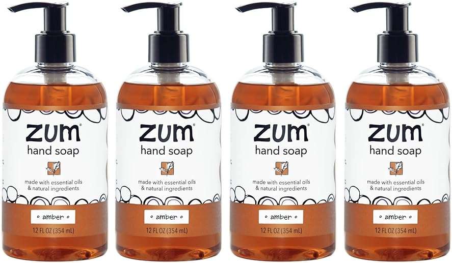 Zum Indigo Wild Hand Soap – Natural Liquid Soap for Bathroom & Kitchen – Amber Scent – 12 oz (4 Pack) - Image 1