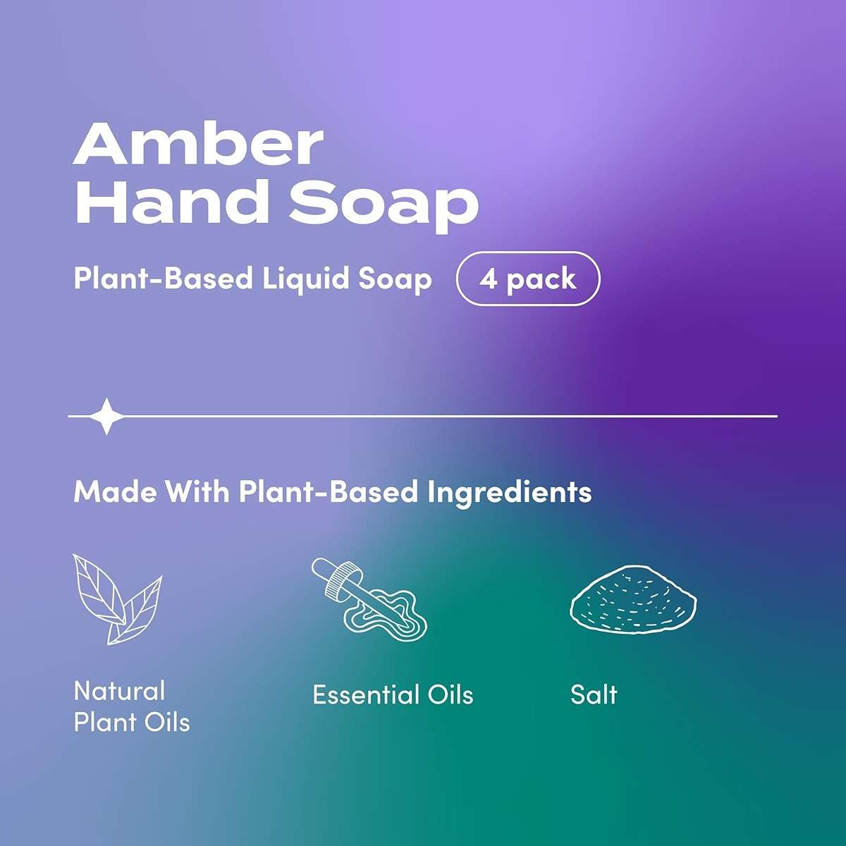 Zum Indigo Wild Hand Soap – Natural Liquid Soap for Bathroom & Kitchen – Amber Scent – 12 oz (4 Pack) - Image 2