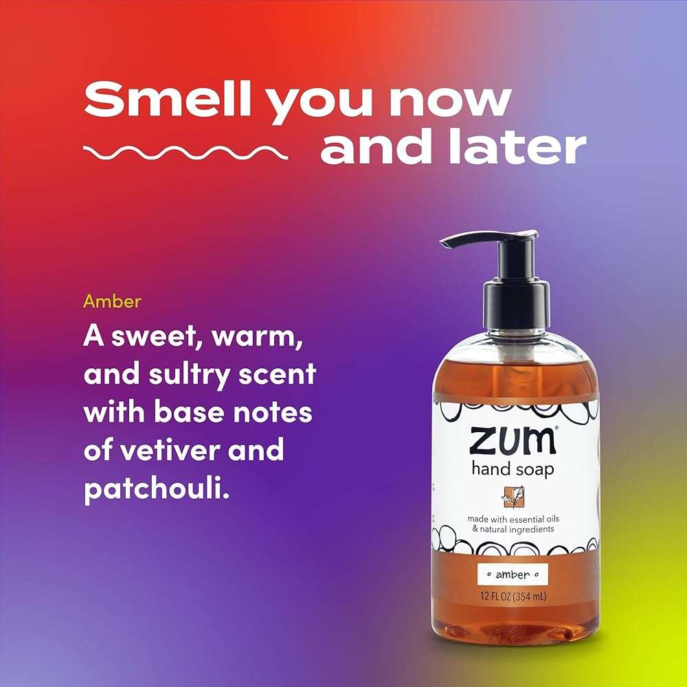 Zum Indigo Wild Hand Soap – Natural Liquid Soap for Bathroom & Kitchen – Amber Scent – 12 oz (4 Pack) - Image 3