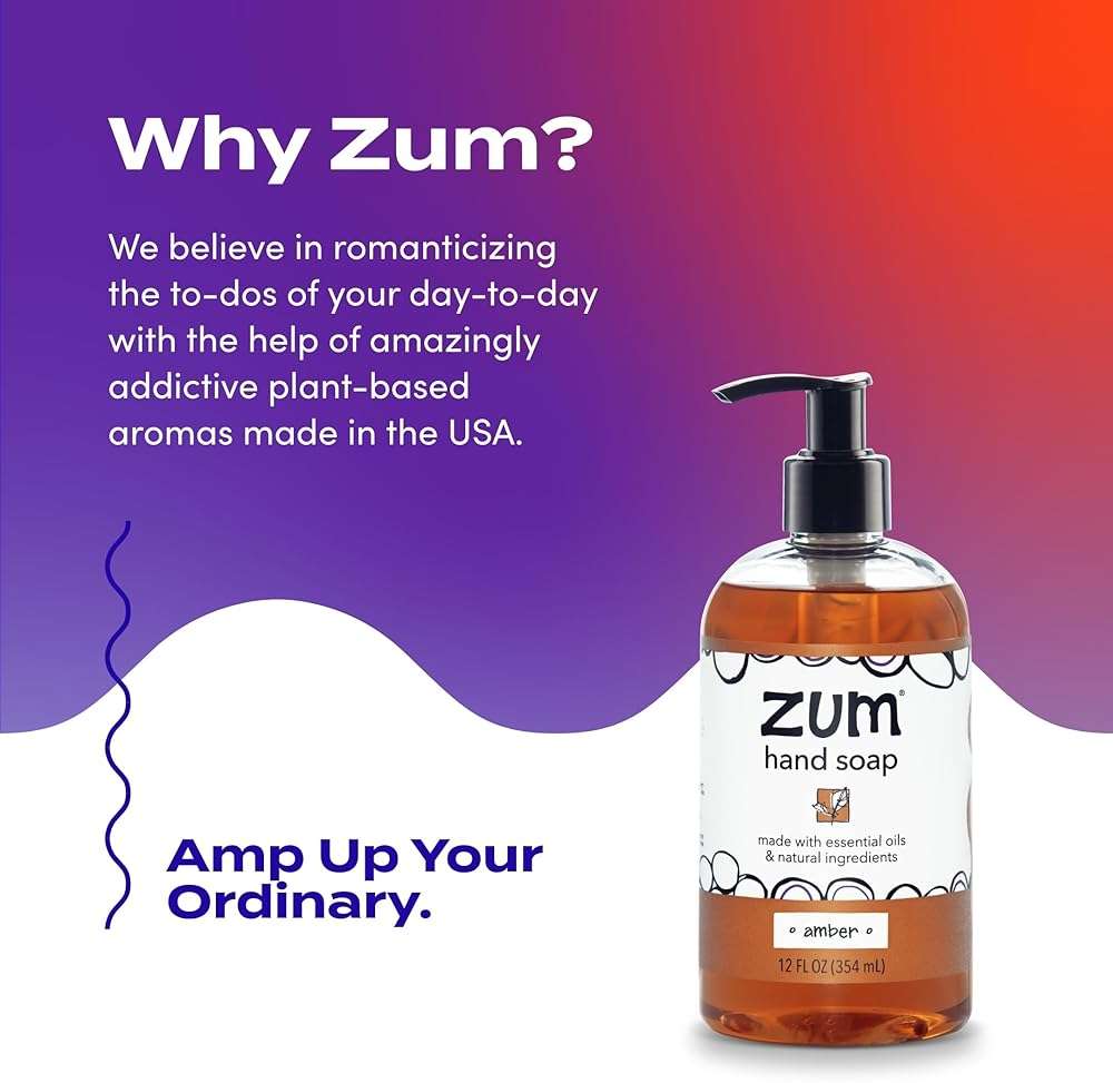 Zum Indigo Wild Hand Soap – Natural Liquid Soap for Bathroom & Kitchen – Amber Scent – 12 oz (4 Pack) - Image 6