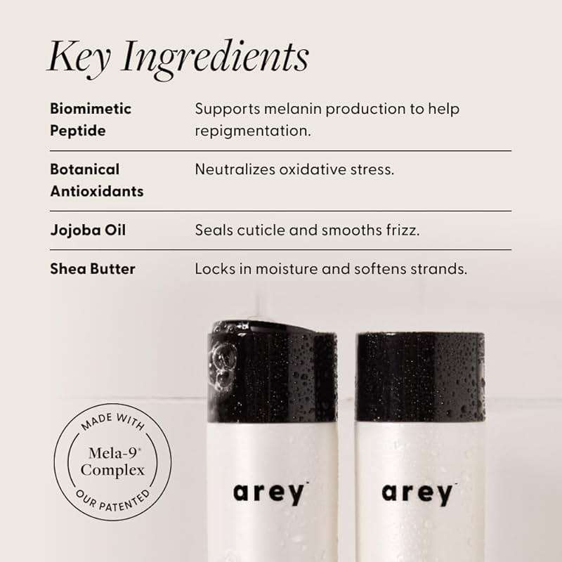 Arey Shower Duo | Daily Wash Shampoo and Smooth Conditioner Set | Delay + Reduce the Signs of Aging Grey Hair | Retain Moisture, Promote Smoothness | Vegan, Gluten-Free & Cruelty Free (2 Pack) - Image 5