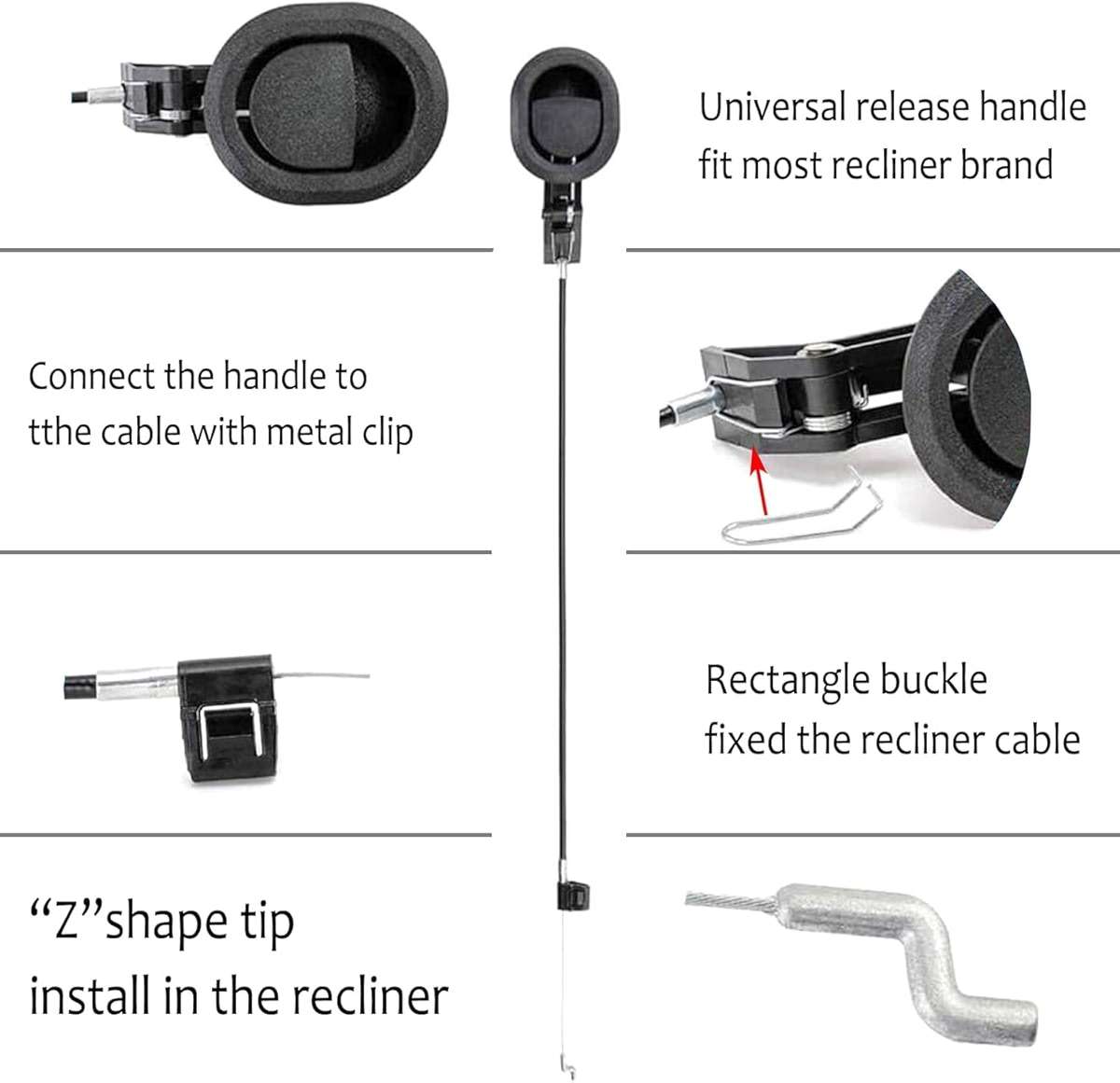 ABSOK 2-Piece Pull Recliner Handles for Reclining Chair, Sofa Spare Parts with Alloy Release Handles - Image 4