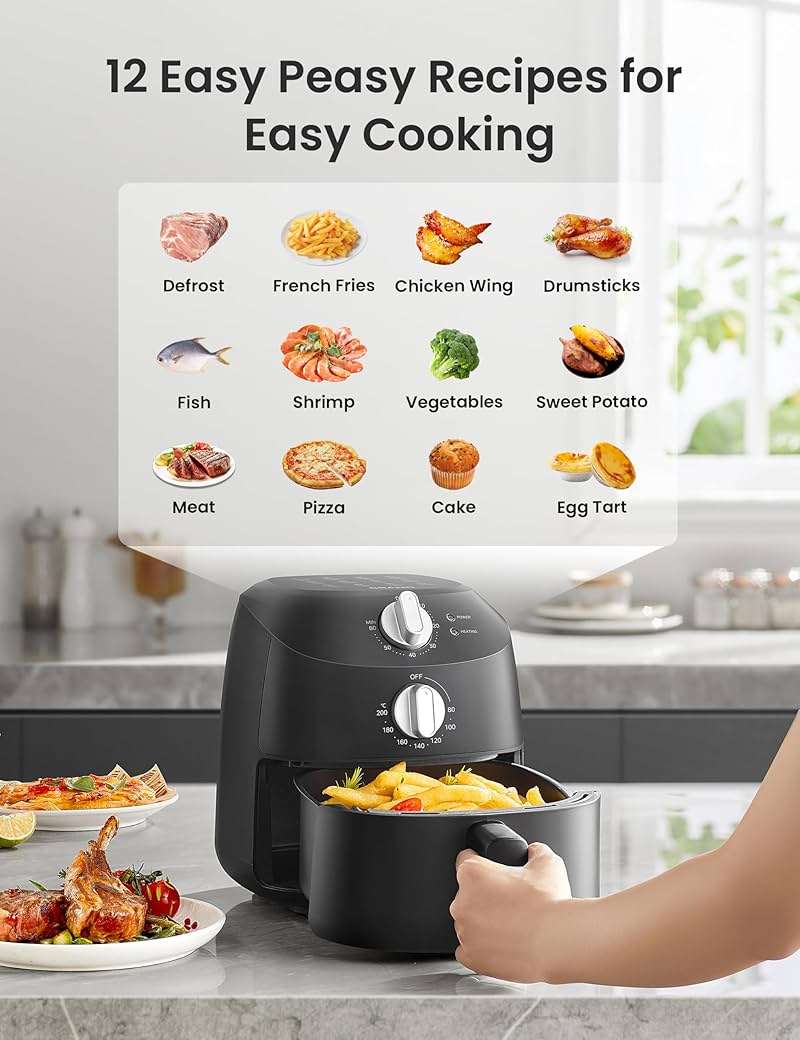 COMFEE' Compact 2.1 Quart Air Fryer with 12 Presets Menu Options, Adjustable Timer & Temperature Control 180-400 degrees F, Dishwasher-Safe Nonstick Fry Basket - Image 3