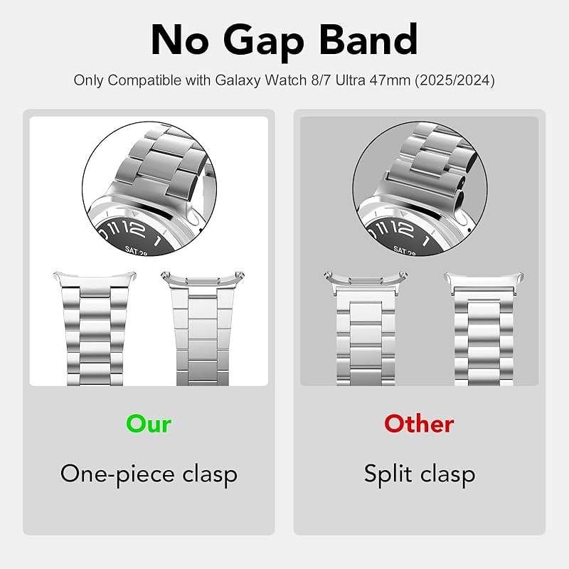 SPGUARD Metal Band Compatible with Samsung Galaxy Watch 7/8 Ultra 47mm (2025/2024), No Gap Stainless Steel Band Strap for Men Women Business, NOT for Other Models - Image 2