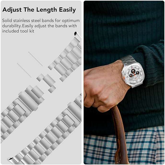 SPGUARD Metal Band Compatible with Samsung Galaxy Watch 7/8 Ultra 47mm (2025/2024), No Gap Stainless Steel Band Strap for Men Women Business, NOT for Other Models - Image 6