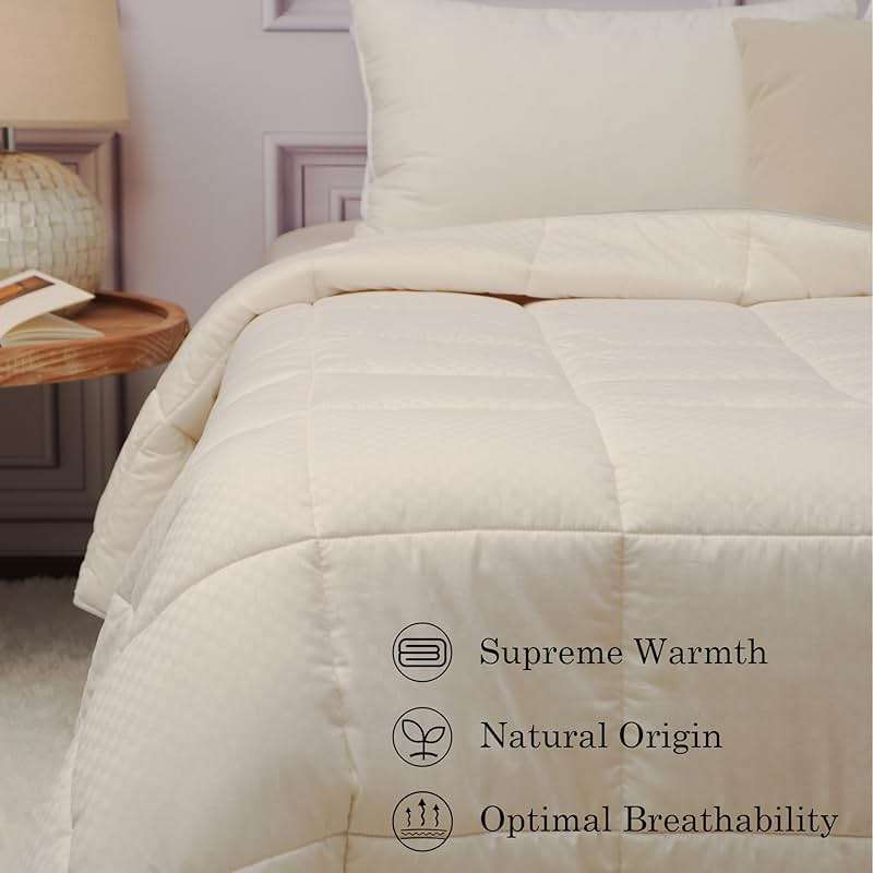 CUDDLE DREAMS Wool Comforter Duvet Insert, 100% Australian Wool Filling with Soft Noiseless Cotton Shell, Natural Warmth (Heavyweight for Winter, Queen) - Image 2