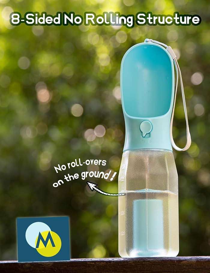 MoonyMars Portable Water Bottle for Dogs, 3 in 1 Pet Travel Bowl Dispenser with Food Treat Container & Poop Bag Holder, Summer Outdoor Walking Hiking Accessories for Large Dog On The Go - Blue, 20oz - Image 6