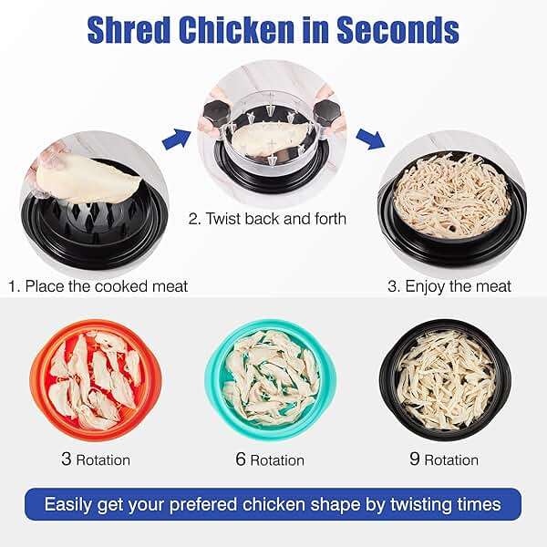 Chicken Shredder Tool Twist: 2026 Pro Food-Grade Visible Meat Shredder with Strong Anti-Slip Base, Ergonomic Handle, Chicken Breast Shredder, Suitable for Pork Beef Chicken - Black - Image 4