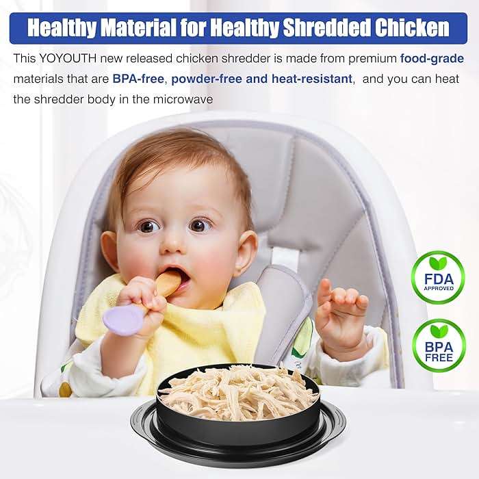 Chicken Shredder Tool Twist: 2026 Pro Food-Grade Visible Meat Shredder with Strong Anti-Slip Base, Ergonomic Handle, Chicken Breast Shredder, Suitable for Pork Beef Chicken - Black - Image 5