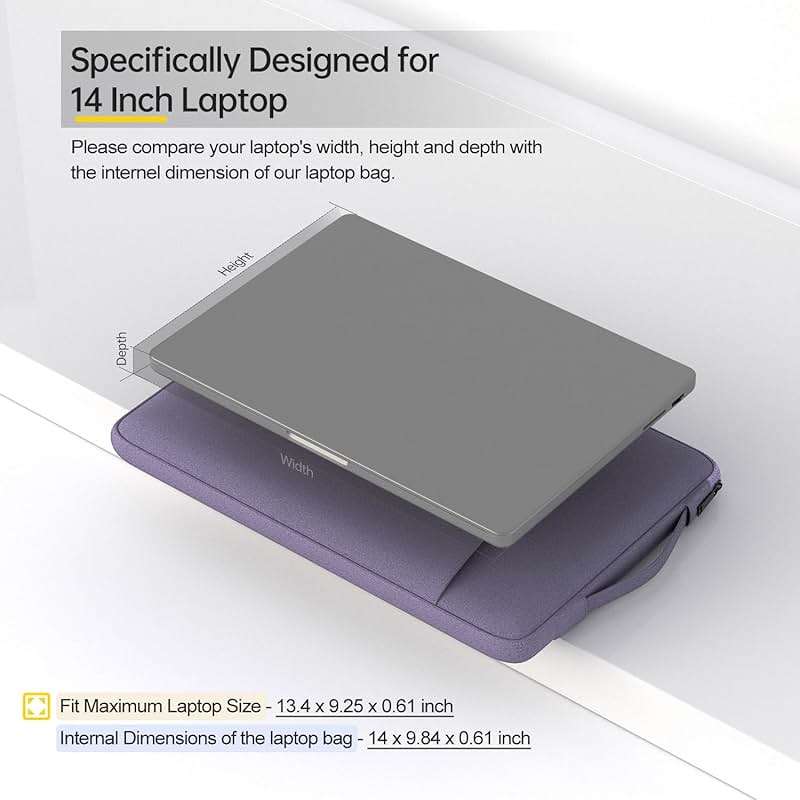 14 Inch Laptop Sleeve Case for HP Chromebook/Stream/Pavilion Plus 14, Lenovo IdeaPad, ASUS Vivobook Go, Dell Latitude Computer Bag, Ultra Violet - Image 2