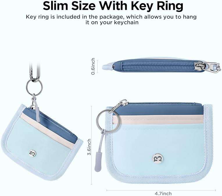 Babysun Mini Rfid Card Holder Slim Wallet with Change Zipper Pocket/3 Crad Slots/Key Ring, Small Wallet Thin Credit Card Wallet for Women & Men - Image 4