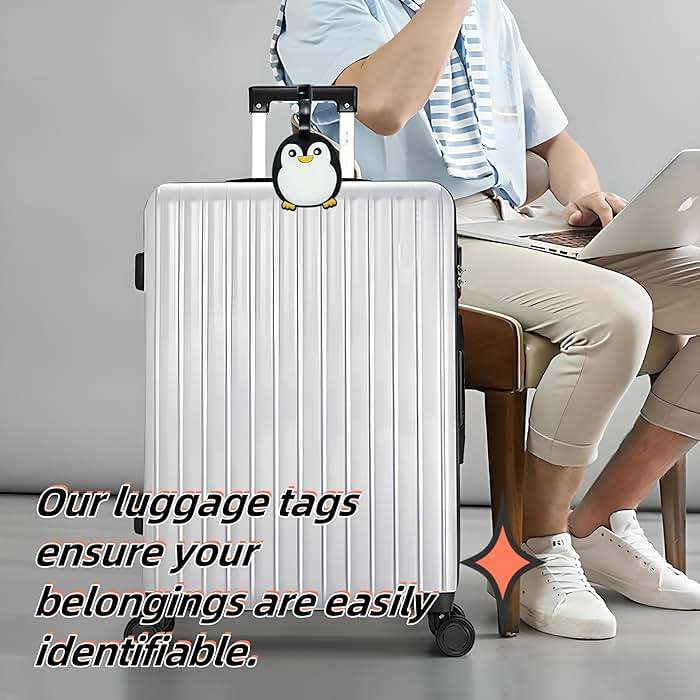Luggage Tags for Suitcases, Cute Penguin Silicone Luggage Tag with Name ID Card, Suitcase Tags and Bag Tags for Luggage, Carry On, Backpack, School Bag, Kids Teens Adults - Image 6