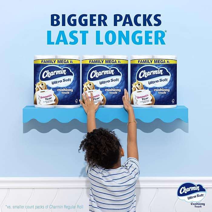 Charmin Ultra Soft Cushiony Touch Toilet Paper, 18 Family Mega XL = 126 Regular Rolls, 2-Ply, White - Image 12