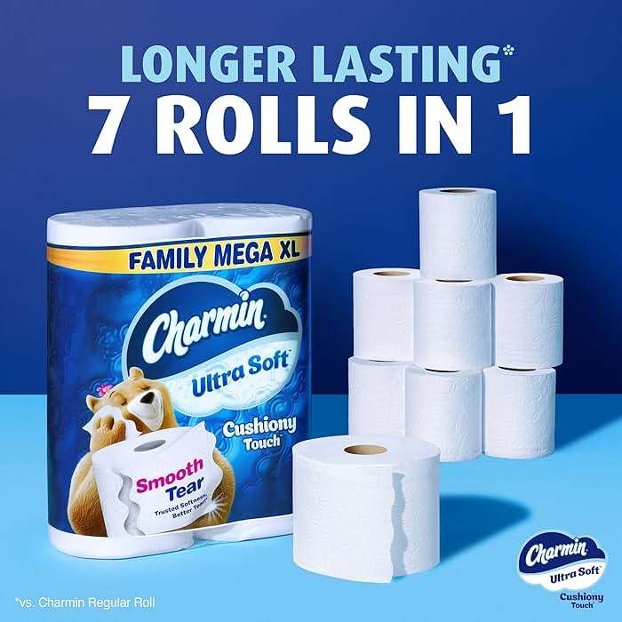 Charmin Ultra Soft Cushiony Touch Toilet Paper, 18 Family Mega XL = 126 Regular Rolls, 2-Ply, White - Image 5