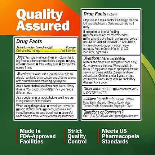 Nuvicare 24-Hour Allergy Medicine - Cetirizine Hydrochloride 10mg Tablets - Compare to the Active Ingredient in Zyrtec Antihistamine Meds - Generic Allergy Pills for All Day Allergy Relief (100 Count) - Image 9
