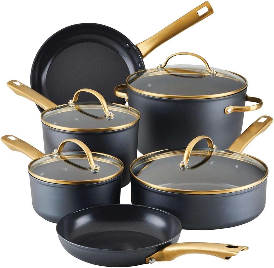 Farberware Forged Induction Ceramic Nonstick Cookware Set, 12-Piece, Black Pots & Pans - Image 1