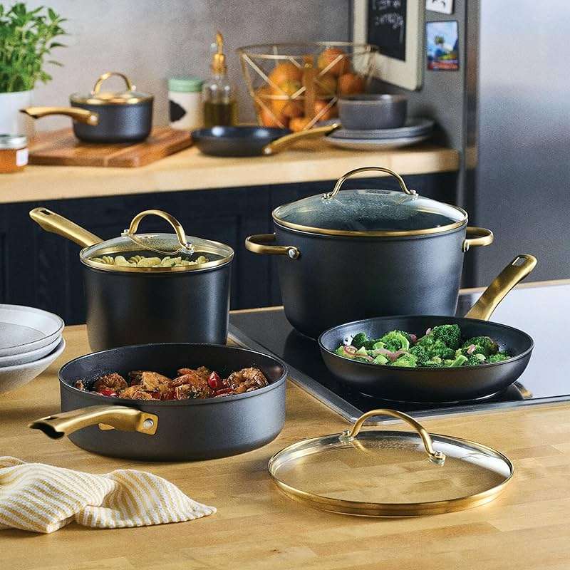 Farberware Forged Induction Ceramic Nonstick Cookware Set, 12-Piece, Black Pots & Pans - Image 2