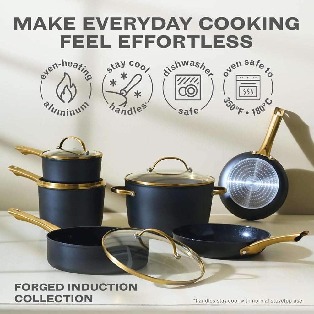 Farberware Forged Induction Ceramic Nonstick Cookware Set, 12-Piece, Black Pots & Pans - Image 4