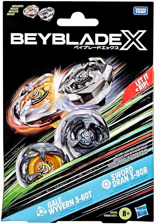 Beyblade X Gale Wyvern 3-60T & Sword Dran 3-80B Dual Pack Set with 2 Right-Spinning Tops; Battle Tops; Games/Toys for Boys & Girls 8+ - Image 3